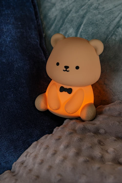 Lucide PINCHA BEAR - Rechargeable Table lamp Children - Battery pack- LED 3 StepDim - 1x0,5W 2100K - Rgb - Brown | Essential - atmosphere 1